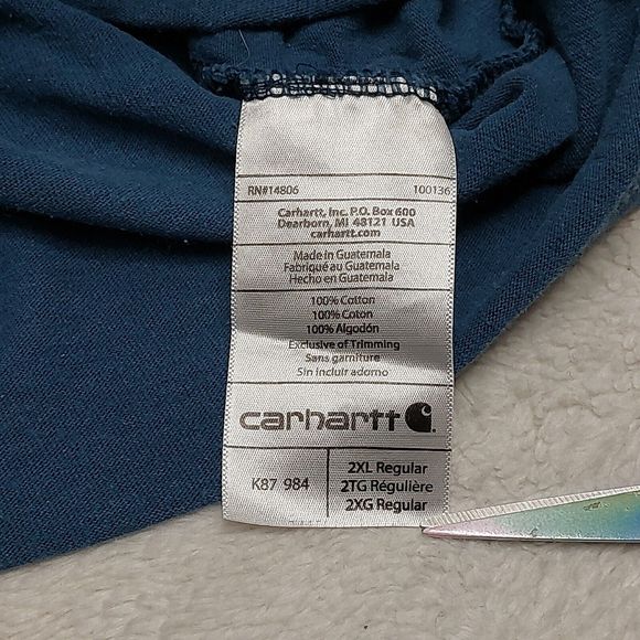 Carhartt Men's Blue Crewneck Original Fit Short Sleeve Pullover T-Shirt Size 2XL - Picture 7 of 8